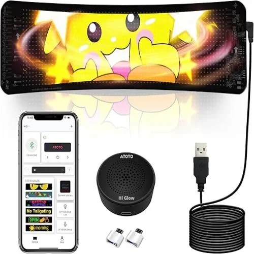 Programmable LED Sign for Car - ATOTOZONE AI Voice & Bluetooth APP Control, CI-VIALD19 Flexible Digital Display, Scrolling Back Window Car LED Sign Custom Text Pattern Animation for Store, Party, Fest