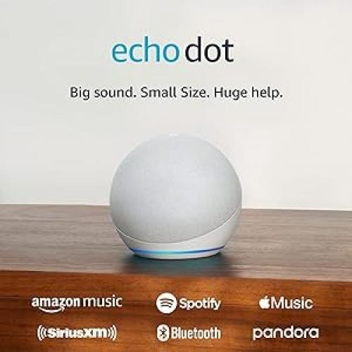 Amazon Echo Dot (5th Gen, 2022 release) | With bigger vibrant sound, helpful routines and Alexa | Glacier White
