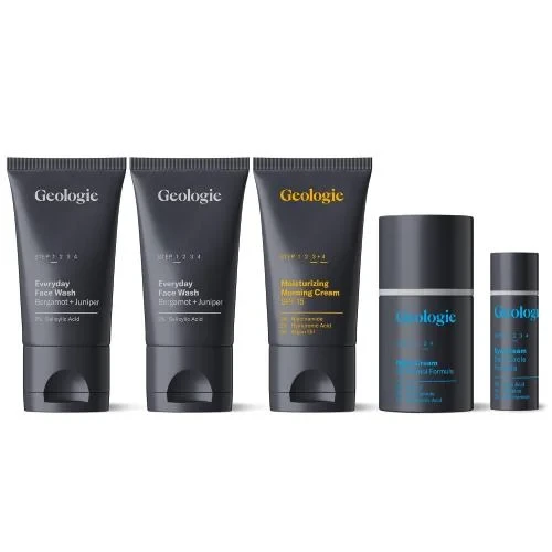 Geologie Complete Skincare Set for Men & Women | 3-Month Simple & Effective Daily Clear Skin Routine